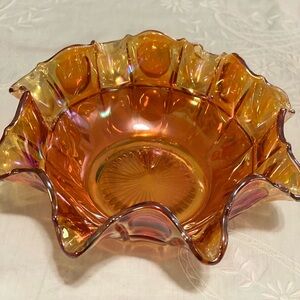 Vintage Orange/Amber Depression Glass Bowl
